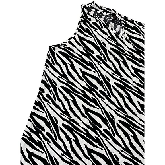 Lane Bryant Top Women 26 White One Shoulder Animal Print Twee Neutral Minimalist - Picture 8 of 13